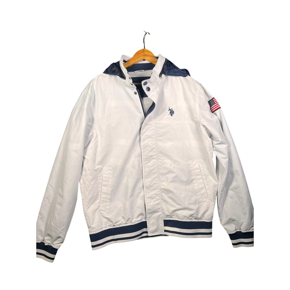 U.S. Polo Assn. White Jacket. Hoodie Sz L.